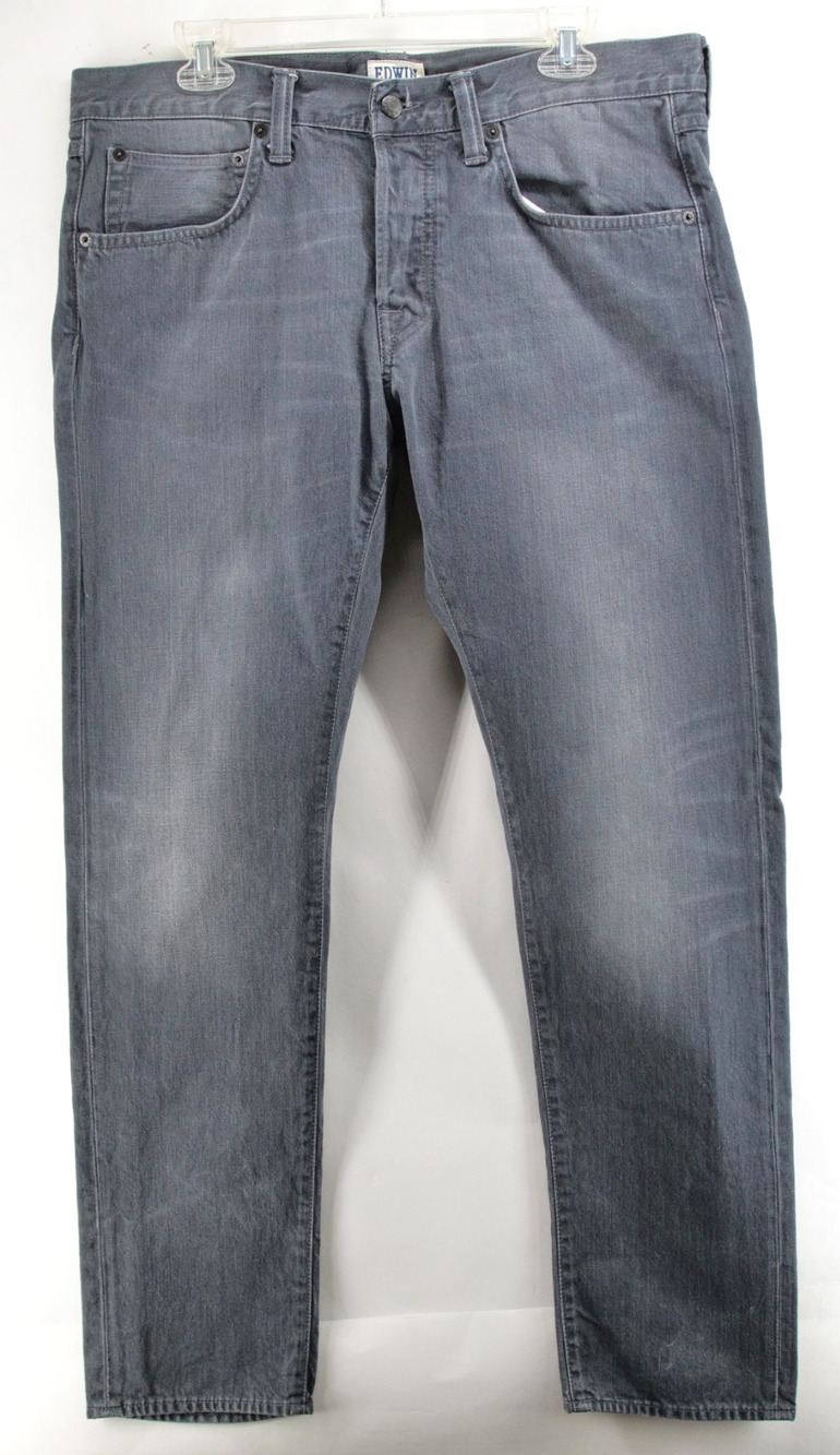 Edwin ED-55 Jeans Mens W34 L32 Blue Relaxed Fit Tapered Leg Japanese Denim
